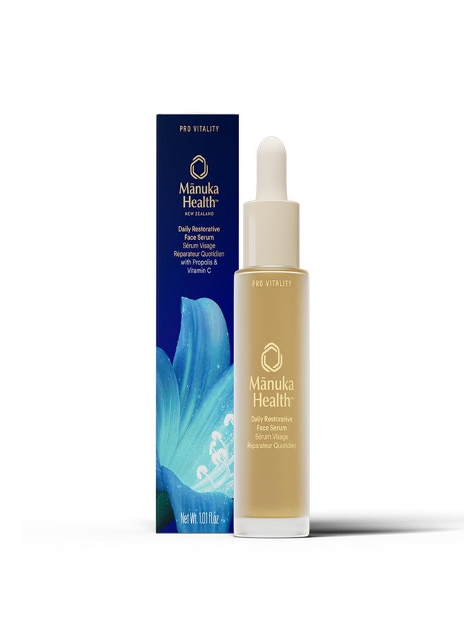 Manuka Health Daily Restorative Face Serum with Vitamin C, Manuka Honey & Propolis –30 ml / 1.01 oz – Clinically Proven Brightening Serum with Hyaluronic Acid Improves Radiance & Skin Health - Image 1